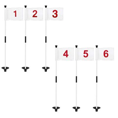 KINGTOP Golf Flagstick Mini, Putting Green Flag for Yard, 3 Feet Flagpole 2-Section Design, Golf Pin Flags Set, Numbered# 1-6