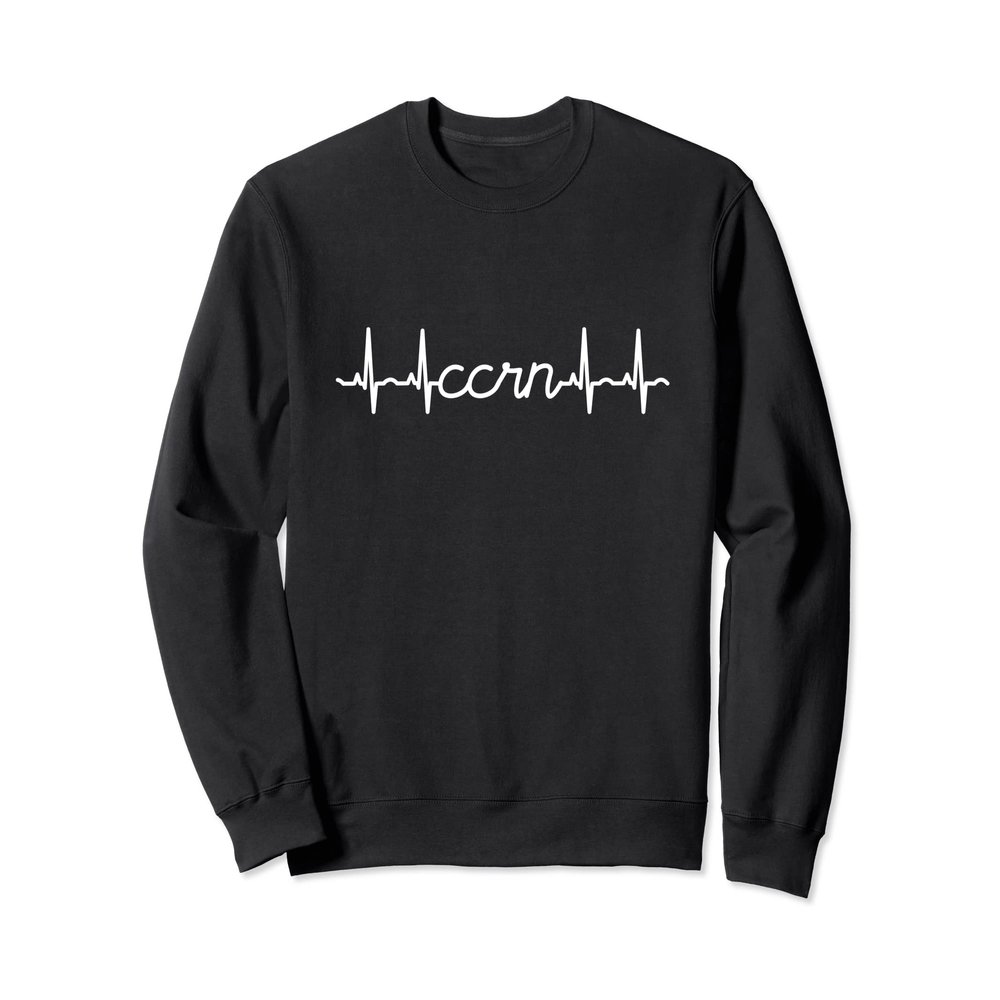 CCRN Heart Pulse EKG Nurses Medical White Sweatshirt