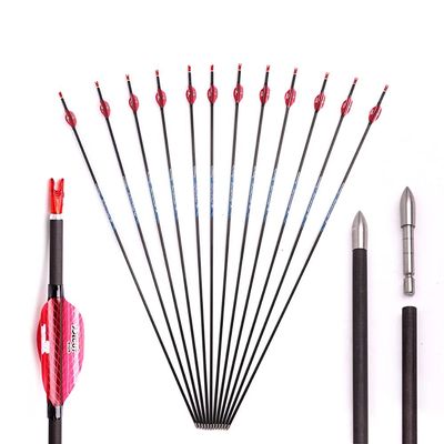 1000 Spine Arrow 26 Inch Arrow Target Practice Arrow Hunting Arrow Carbon Arrows Compound Bow Recurve Bow Adult Youth Archery Indoor Outdoor Shooting Bullet Tip