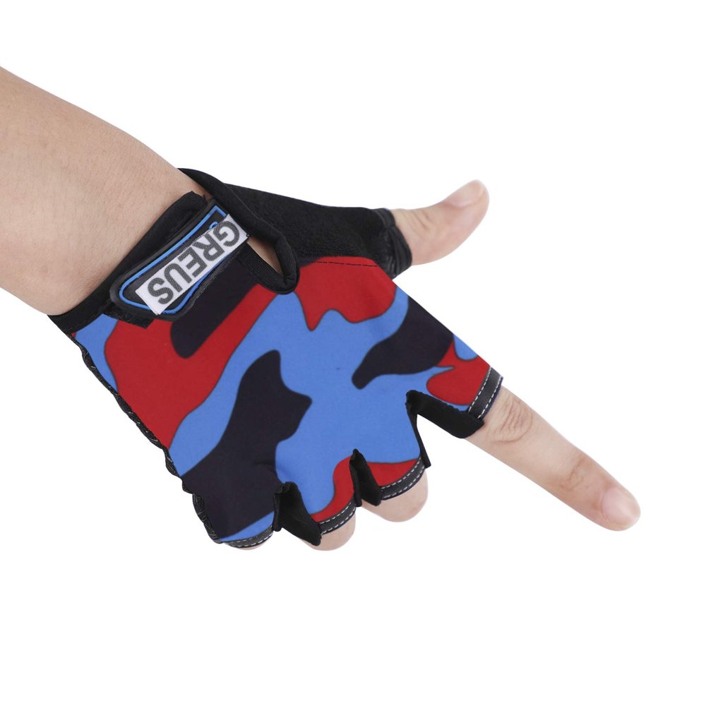 Kids Cycling Gloves for Girls Boys Half Finger Sports Gloves Mittens Sun UV Protection Gloves Breathable Non-Slip Gel Pad Shockproof Fingerless Gloves for Riding Bike Running Climbing Fitness