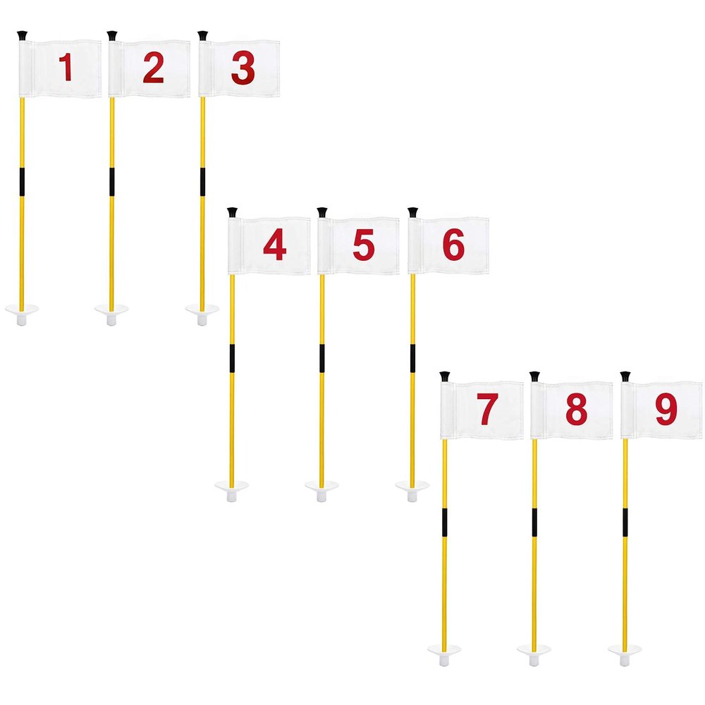 KINGTOP Golf Flagstick Mini, Putting Green Flag for Yard, 3 Feet Flagpole 2-Section Design, Golf Pin Flags Set, Numbered# 1-9