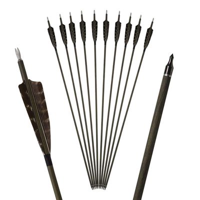 SHARROW Archery 6pcs Carbon Arrow Spine 350 Hunting Arrows 30 Inch Target Practice Arrows with Removable Tips for Compound Bow and Recurve Bow (6pcs Arrows)