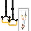 EXQ Home Kids Gymnastic Rings Pull up Rings for Chlidren Exercise,Indoor Gym Ring,Kids Gymnastics Rings with Adjustable Straps,Load Bearing 220lb,Yellow Hands Tape (NO Bar) view 1