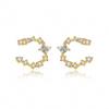 WXJLYZRCXK Earrings S925 Sterling Sier Earrings Simple and Creative Geometric Crystal Zircon Asymmetric Stud Earrings Jewellery for Women Two Earrings Different in Style,Gold view 1