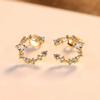 WXJLYZRCXK Earrings S925 Sterling Sier Earrings Simple and Creative Geometric Crystal Zircon Asymmetric Stud Earrings Jewellery for Women Two Earrings Different in Style,Gold view 3