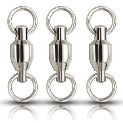 AMYSPORTS Ball Bearing Fishing Swivels Stainless High Strength Bearing Swivels Fishing Barrel Ball Fishing Swivel Freshwater Saltwater Connector Accessories, 48pcs, 108lbs