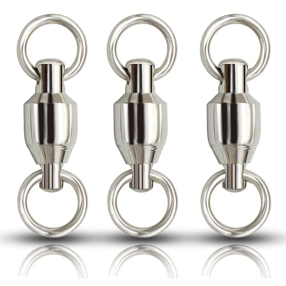 AMYSPORTS Ball Bearing Fishing Swivels Stainless High Strength Bearing Swivels Fishing Barrel Ball Fishing Swivel Freshwater Saltwater Connector Accessories, 48pcs, 108lbs