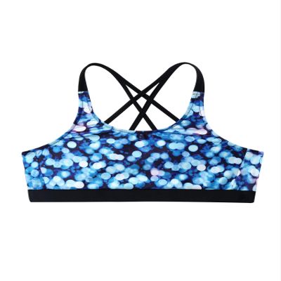 YONGHS Kids Girls Racer Back Sports Bra Sleeveless Crop Tops Sportwear for Gymnastics/Dance/Workout Halo Blue 6
