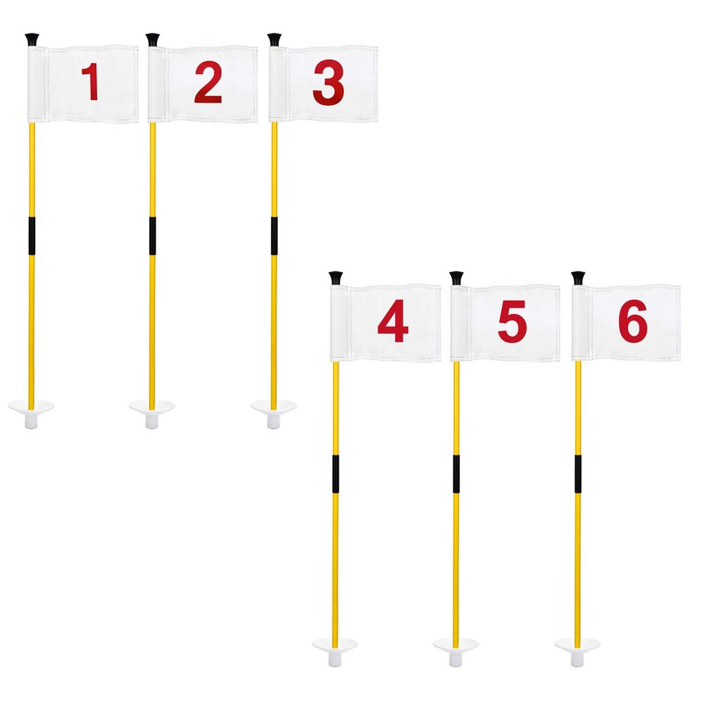 KINGTOP Golf Flagstick Mini, Putting Green Flag for Yard, 3 Feet Flagpole 2-Section Design, Golf Pin Flags Set, Numbered# 1-6