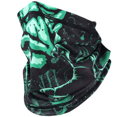 Neck Gaiter Face Mask Bandana for Men Women Reusable Face Cover Balaclava Scarf (Skull Green)