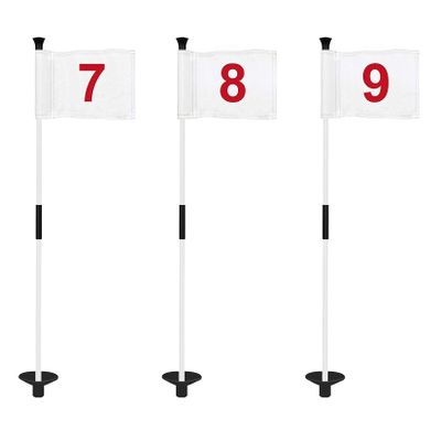 KINGTOP Golf Flagstick Mini, Putting Green Flag for Yard, 3 Feet Flagpole 2-Section Design, Golf Pin Flags Set, Numbered# 7-9