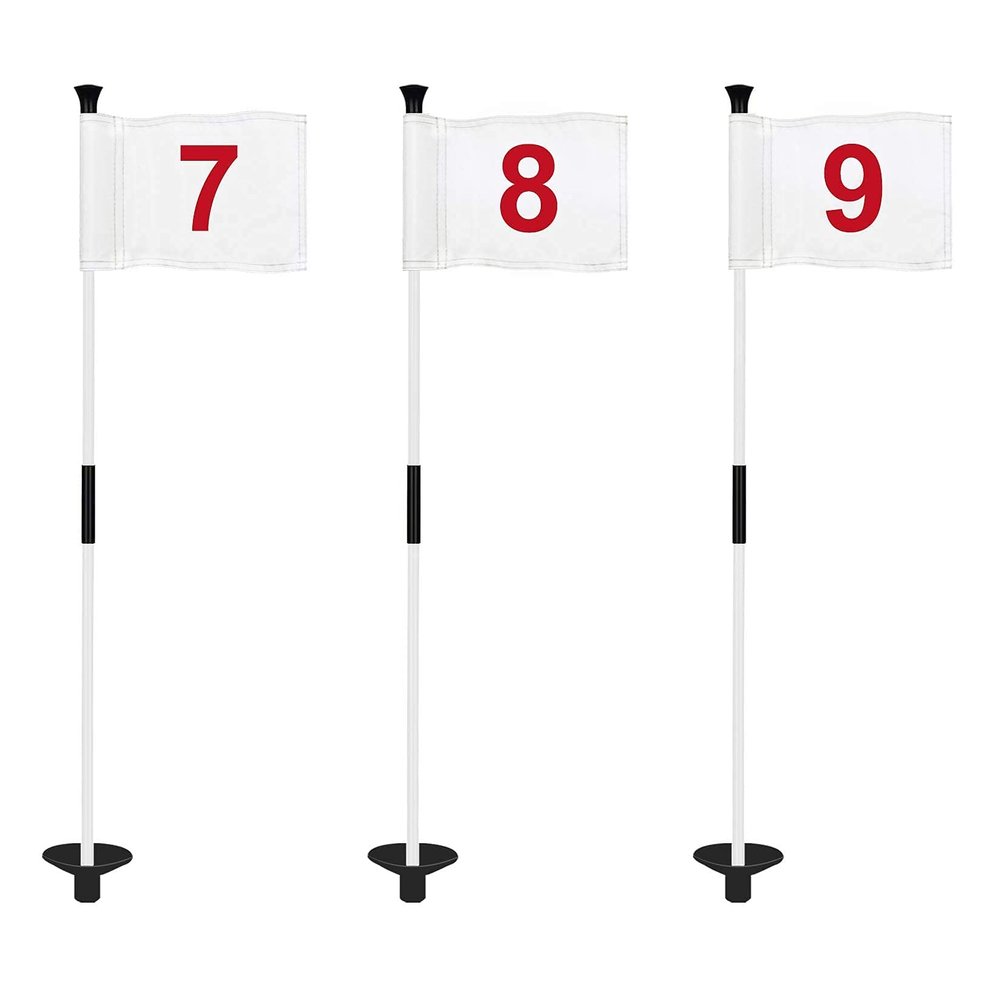 KINGTOP Golf Flagstick Mini, Putting Green Flag for Yard, 3 Feet Flagpole 2-Section Design, Golf Pin Flags Set, Numbered# 7-9