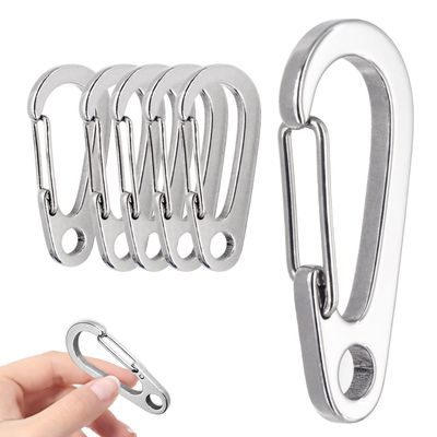 5 PCS 2.17 Inch Stainless Steel Carabiner Clip Spring-Snap Hook,EDC Heavy Duty Mini Custom Quick Release Hook for Outdoor Key Chain Swing Set Camping Fishing Hiking Traveling Hammock (2.17 Inch)