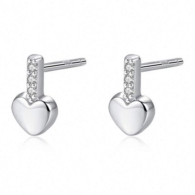 WXJLYZRCXK Earrings S925 Sterling Earrings Stylish Geometry Heart Shape Stud Earrings Set with Cubic Zirconia Gemstone Earrings Gift for Women, Multiple Colours to Choose from,Sier