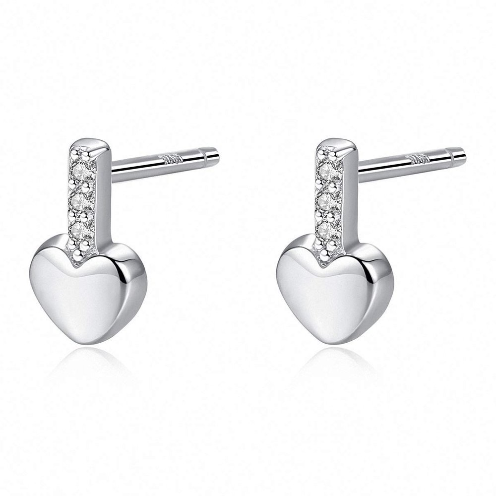 WXJLYZRCXK Earrings S925 Sterling Earrings Stylish Geometry Heart Shape Stud Earrings Set with Cubic Zirconia Gemstone Earrings Gift for Women, Multiple Colours to Choose from,Sier