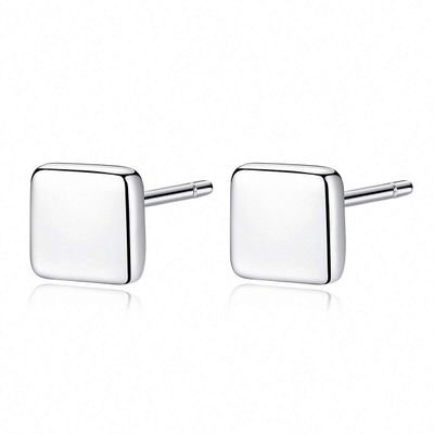 WXJLYZRCXK Earrings S925 Sterling Sier Earrings Simple and Stylish Geometric Square Stud Earrings Personality Temperament Jewellery Gift for Women