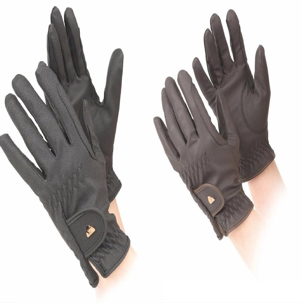 Shires Aubrion PU Riding Work Horse Riding Non-Slip Synthetic Leather Gloves (XL, Black)