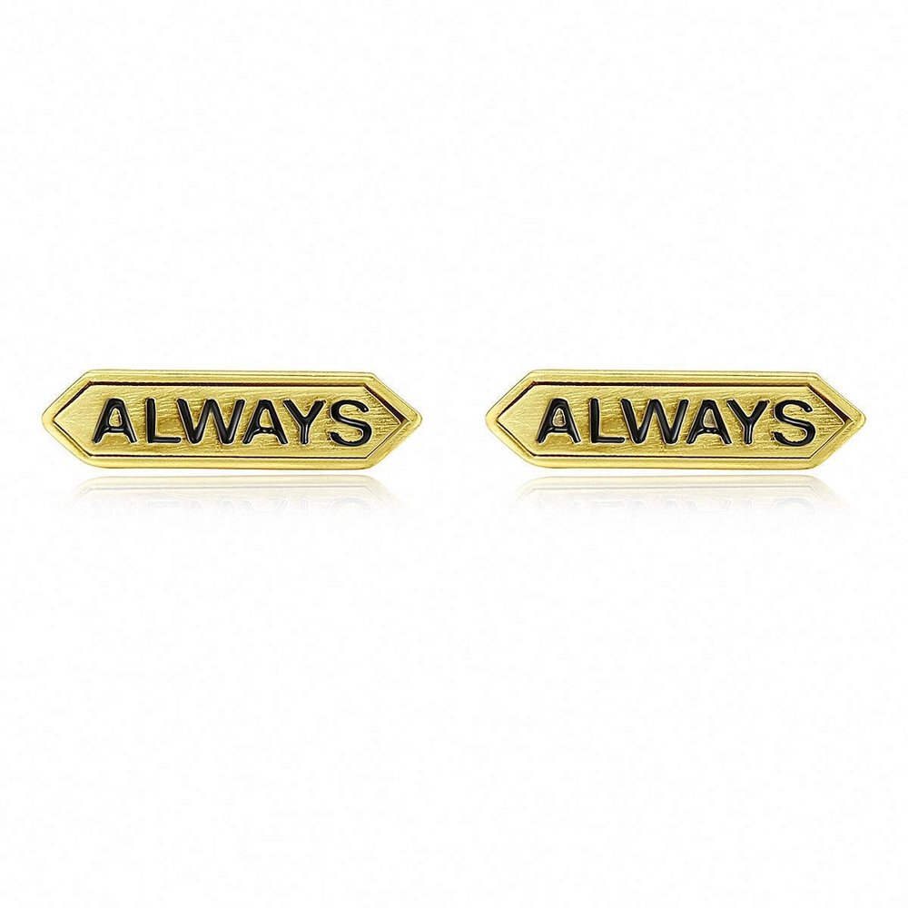 WXJLYZRCXK Earrings S925 Sterling Sier Earrings Simple and Cute Always English Alphabet Design Stud Earrings Personality Temperament Jewellery Gift for Women and Girls,Gold