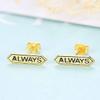 WXJLYZRCXK Earrings S925 Sterling Sier Earrings Simple and Cute Always English Alphabet Design Stud Earrings Personality Temperament Jewellery Gift for Women and Girls,Gold view 3