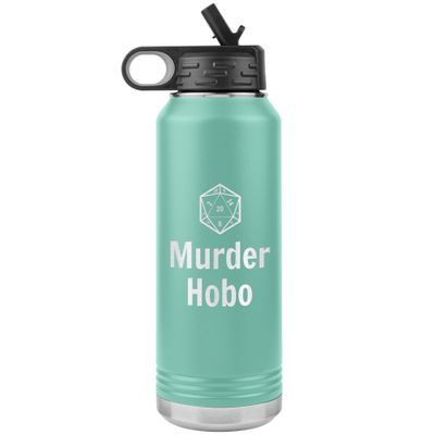 Game On Novelties Murder Hobo D20 Water Bottle Tumbler 32oz Novelty Gift d&d Water Bottle DND Water Bottle Pathfinder Water Bottle