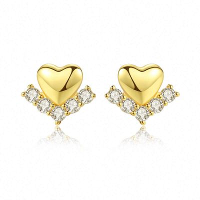 WXJLYZRCXK Earrings S925 Sterling Sier Earrings Stylish Geometry Heart Shape Stud Earrings Set with Cubic Zirconia Gemstone Earrings Hypoallergenic Earrings Unique Jewellery Gift for Women,Gold
