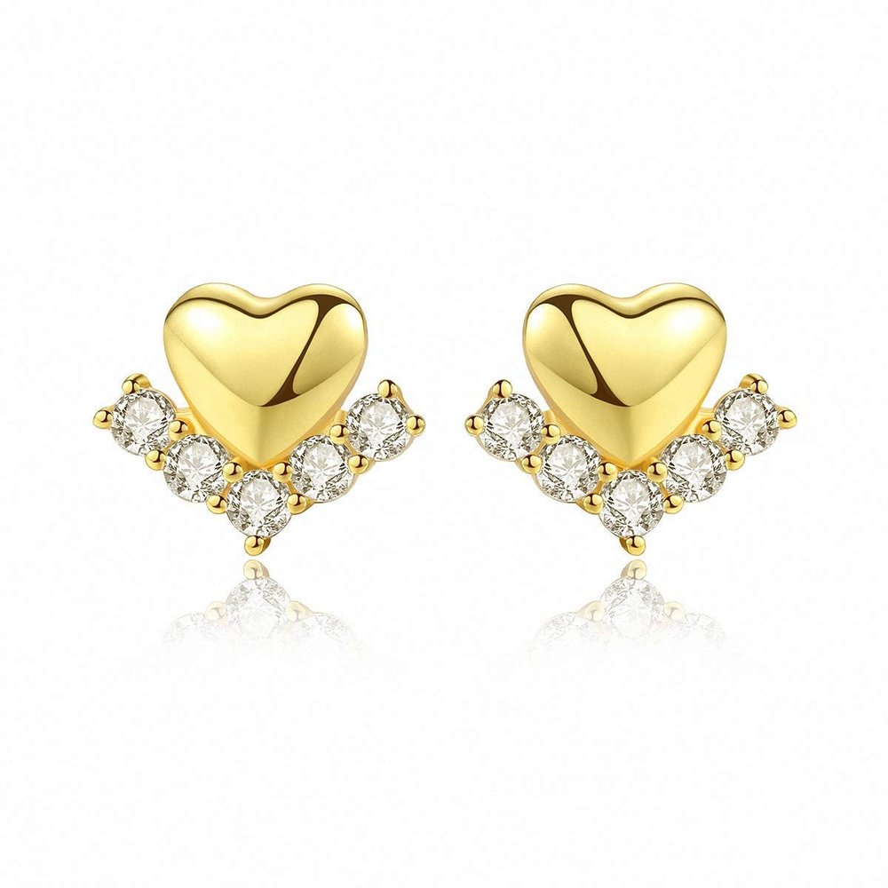 WXJLYZRCXK Earrings S925 Sterling Sier Earrings Stylish Geometry Heart Shape Stud Earrings Set with Cubic Zirconia Gemstone Earrings Hypoallergenic Earrings Unique Jewellery Gift for Women,Gold