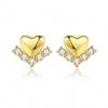 WXJLYZRCXK Earrings S925 Sterling Sier Earrings Stylish Geometry Heart Shape Stud Earrings Set with Cubic Zirconia Gemstone Earrings Hypoallergenic Earrings Unique Jewellery Gift for Women,Gold view 1
