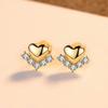 WXJLYZRCXK Earrings S925 Sterling Sier Earrings Stylish Geometry Heart Shape Stud Earrings Set with Cubic Zirconia Gemstone Earrings Hypoallergenic Earrings Unique Jewellery Gift for Women,Gold view 3