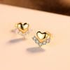 WXJLYZRCXK Earrings S925 Sterling Sier Earrings Stylish Geometry Heart Shape Stud Earrings Set with Cubic Zirconia Gemstone Earrings Hypoallergenic Earrings Unique Jewellery Gift for Women,Gold view 4
