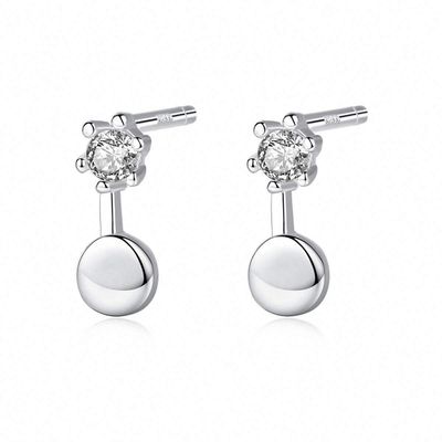 WXJLYZRCXK Earrings S925 Sterling Earrings Simple and Cute Geometry Round Stud Earrings Personality Temperament Jewellery Gift for Women and Girls,Sier
