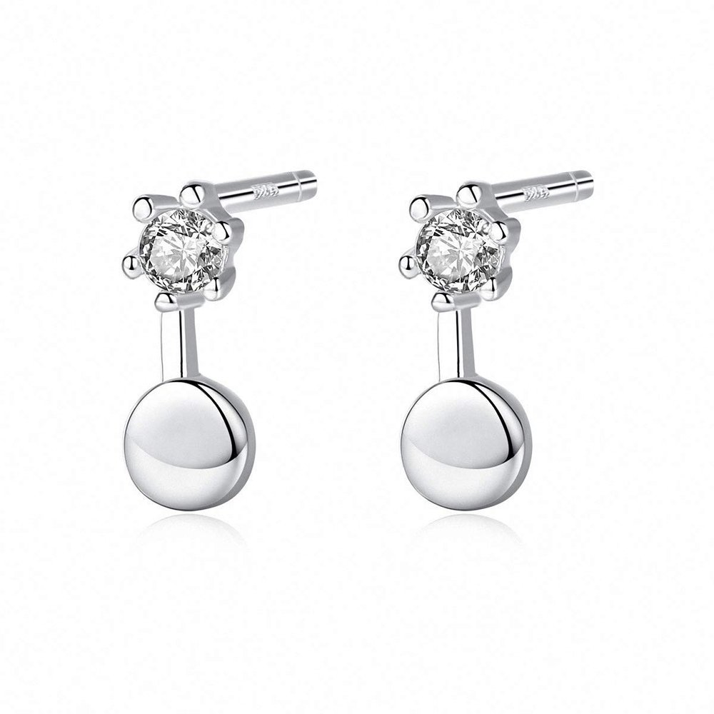 WXJLYZRCXK Earrings S925 Sterling Earrings Simple and Cute Geometry Round Stud Earrings Personality Temperament Jewellery Gift for Women and Girls,Sier
