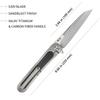 KUBEY Dandy KU247 Outdoor Folding Knife 3.94in Sheepsfoot S30V S.S Blade and Titanium Inlays Carbon Fiber Handle with Milled Pocket Clip Hunting Camping Hiking Knife for Men and Women (Gray) view 2