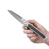 KUBEY Dandy KU247 Outdoor Folding Knife 3.94in Sheepsfoot S30V S.S Blade and Titanium Inlays Carbon Fiber Handle with Milled Pocket Clip Hunting Camping Hiking Knife for Men and Women (Gray) view 4