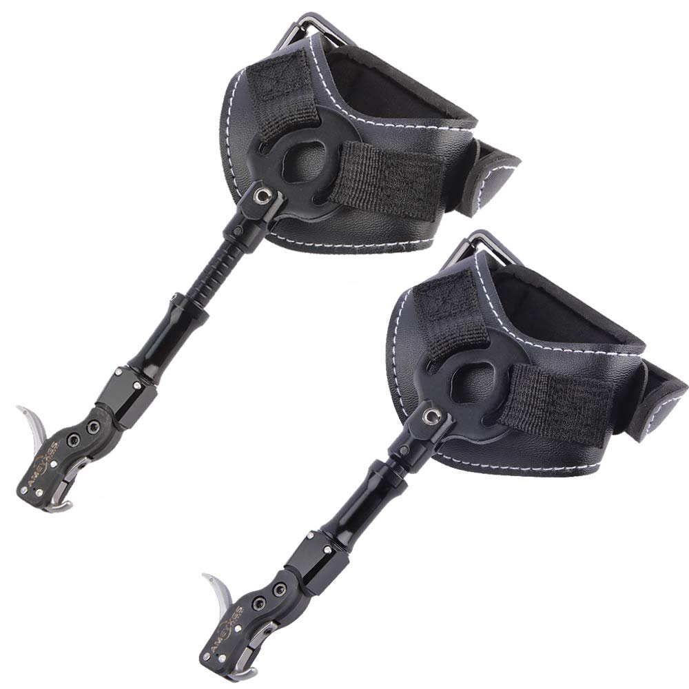 ZSHJGJR Compound Bow Release Aid Single Jaw Archery Release Trigger 360 Swivel Caliper Head Fully Adjustable Wrist Release for Hunting Shooting Practice (Black)