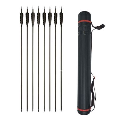 SHARROW Archery 6pcs Carbon Arrow Spine 350 Hunting Arrows 30 Inch Target Practice Arrows with Removable Tips for Compound Bow and Recurve Bow (6pcs Arrows +1pcs Arrow Quiver)