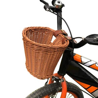 Faruxue Bike Basket for Kids, Sturdy and Plastic Rattan Basket, Kids Accessory, Kids Front Handlebar Basket, Child Storage Basket, 21X14X16CM