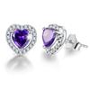 WXJLYZRCXK Earrings18K Gold Plating 925 Sterling Sier Birthstone Love Heart Stud Earrings Cubic Zirconia Hypoallergenic Earrings Birthday Gift for Women and Girls,February-Amethyst view 1