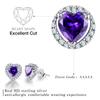 WXJLYZRCXK Earrings18K Gold Plating 925 Sterling Sier Birthstone Love Heart Stud Earrings Cubic Zirconia Hypoallergenic Earrings Birthday Gift for Women and Girls,February-Amethyst view 3