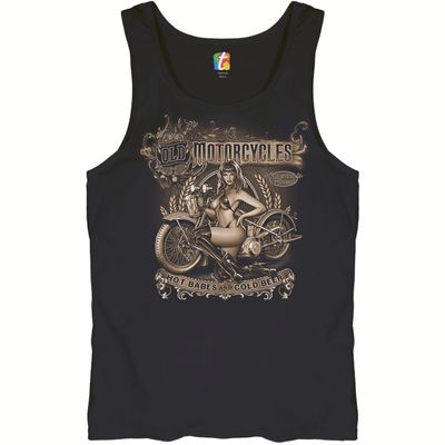 Old Motorcycles Hot Babes and Cold Beer Tank Top Biker Babe Chopper Men's Top Black Small