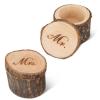 2 Pcs Ring Box for Wedding Ceremony, Wooden Ring box for Engagement Ring Small Wooden Rustic Mr and Mrs Bearer Holder for Anniversaries day view 1