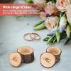 2 Pcs Ring Box for Wedding Ceremony, Wooden Ring box for Engagement Ring Small Wooden Rustic Mr and Mrs Bearer Holder for Anniversaries day view 3
