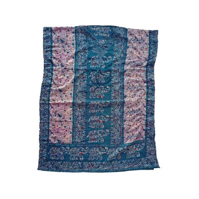 Women's Blue Elephant Print Kaftan Night Dress  Kimono Style Boho Maxi Caftan | Long Beach Cover-Up, Casual Summer Tunic Top, Comfortable Loungewear for Home, Travel & Resort
