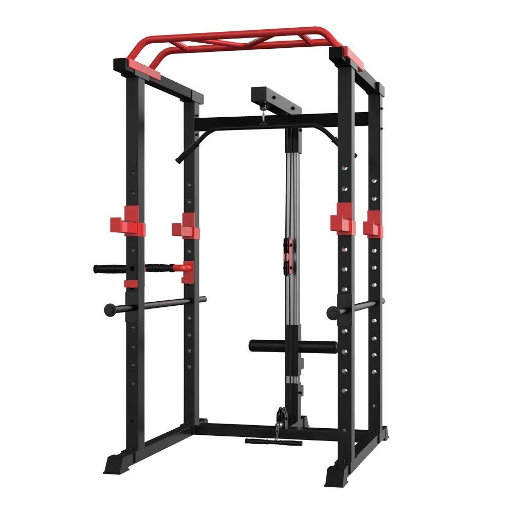 IFAST Power Cage with LAT Pulldown 1000 LBs Capacity Power Rack Weight Cage for Men Women Strength Training Powerlifting Home Gym Equipment (Power Cage with LAT Pull Down)