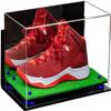 Better Display Cases Acrylic Large Shoe Display Case for Basketball Shoe Soccer Cleat Football Cleat with Mirror, Dark Blue Risers, Wall Mount and Turf Base (A013/V11) view 1