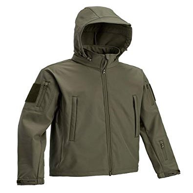 DEFCON 5 OD Green Black Coyote Brown D5-3430 OD B CB Tactical Softshell Jacket with Detachable Hood, green, 3XL
