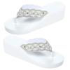 Holibanna Pearl Rhinestone Beach Shoes Women Non-Slip Wedge Summer Outdoor Casual Slippers for Travel view 1