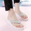 Holibanna Pearl Rhinestone Beach Shoes Women Non-Slip Wedge Summer Outdoor Casual Slippers for Travel view 2