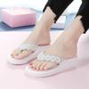 Holibanna Pearl Rhinestone Beach Shoes Women Non-Slip Wedge Summer Outdoor Casual Slippers for Travel view 3