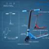 Freerider Stunt Scooter Aluminum Deck, 3 Bolt CLAMP, Steel Flex Brakes, ABEC-9 Bearing Stunt Kick Scooter Rocky 3ARider SM-99 TB Blue view 2