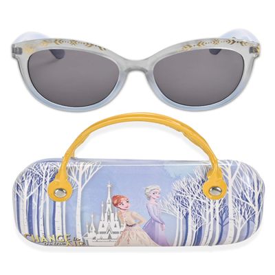 Disney Frozen 2 Girls Sunglasses with Carrying Case, Kids Sunglasses Protection (Silver)